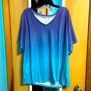 Dark to light blue ombré tshirt from shein